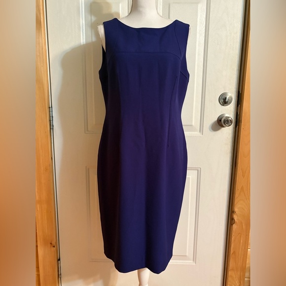 Kasper Blue Sheath Sleeveless Midi Dress NWT size 10 color Grape - Picture 1 of 15